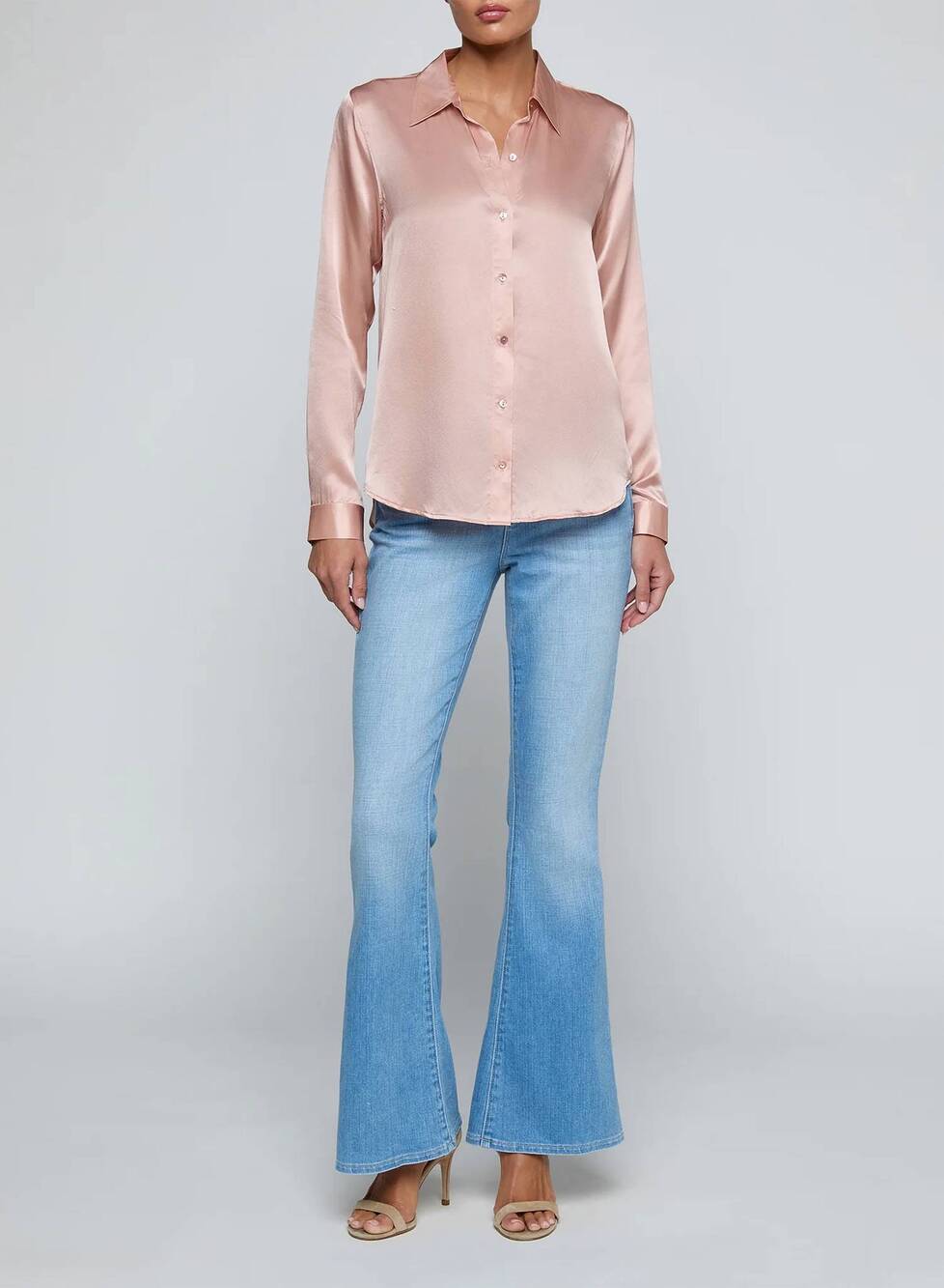 NEW L'AGENCE tyler silk blouse in misty rose